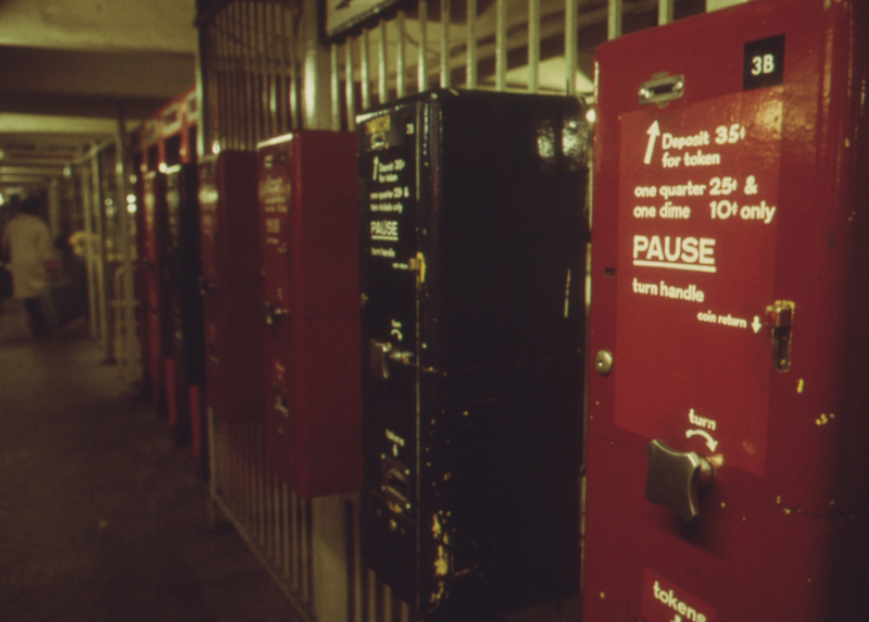 Token machines along the Eighth Ave line in 1970 (Photo: EPA)